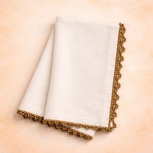 PIER 1 COTTON LINEN BEADED TABLE NAPKINS